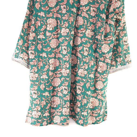 NWOT World Market Green Floral Print 3/4 Sleeves V-Neck Tunic size L/XL - Picture 3 of 8